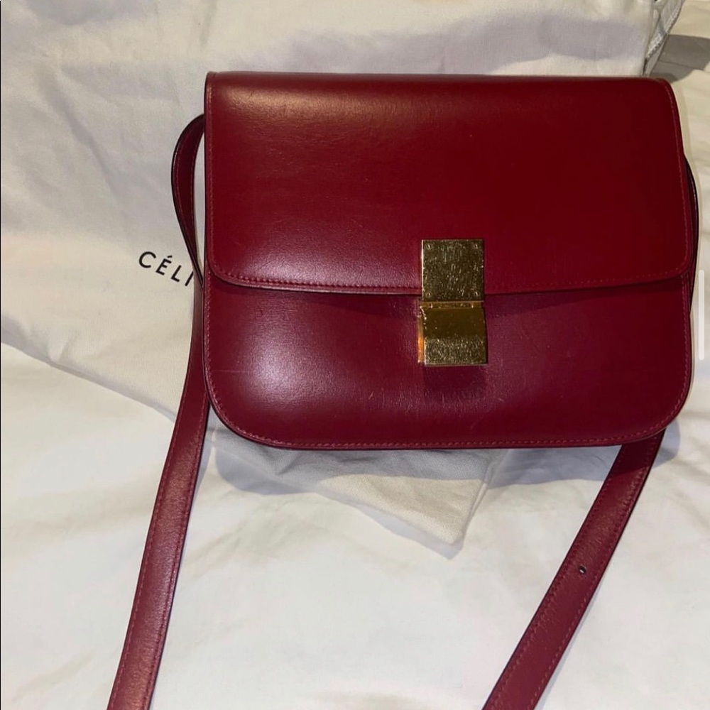 Red Celine bag.